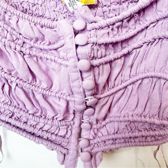 URBAN OUTFITTERS | Chelsea Linen Ruched Cami Crop Tank Top Purple - Picture 5 of 10